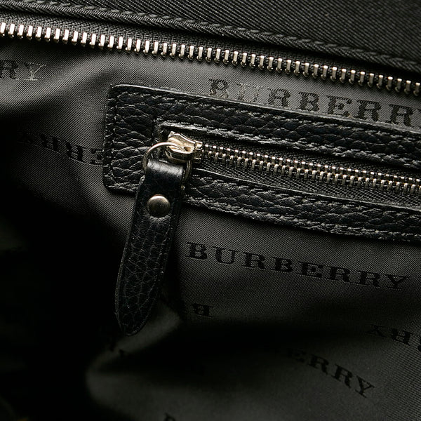 バーバリー ノバチェック ブラック ベージュ イカットナイロンキャンバス レザー トートバッグ ショルダーバッグ２WAY メンズ BURBERRY 【中古】
