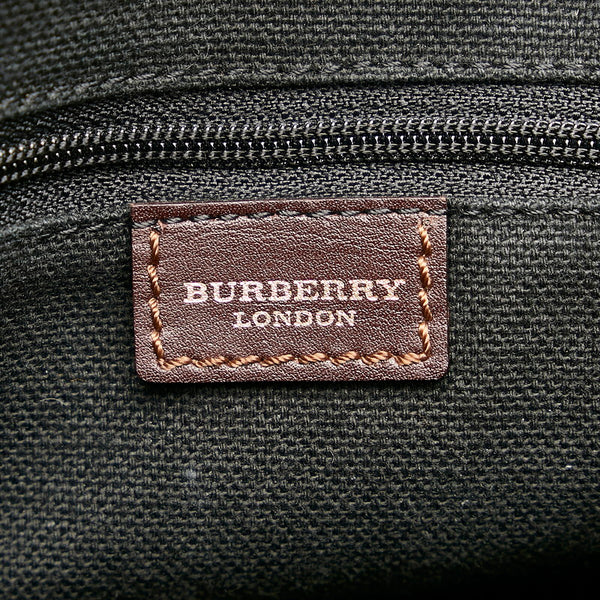 バーバリー ノバチェック ベージュ ブラウン PVC レザー ハンドバッグ レディース BURBERRY 【中古】