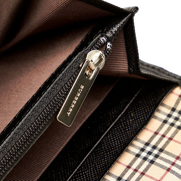 バーバリー レザー ブラック サフィアーノ 長財布 レディース BURBERRY 【中古】