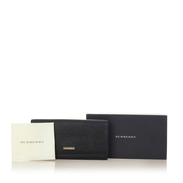 バーバリー レザー ブラック サフィアーノ 長財布 レディース BURBERRY 【中古】