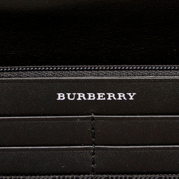 バーバリー チェック キャンバス ブラック イカットナイロンキャンバス レザー 二つ折り財布 メンズ BURBERRY 【中古】