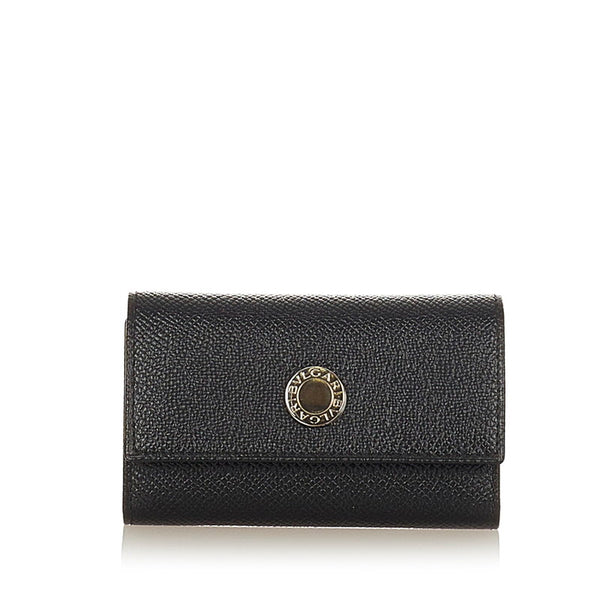 ブルガリ ロゴ ブラック レザー キーケース メンズ BVLGARI 【中古】
