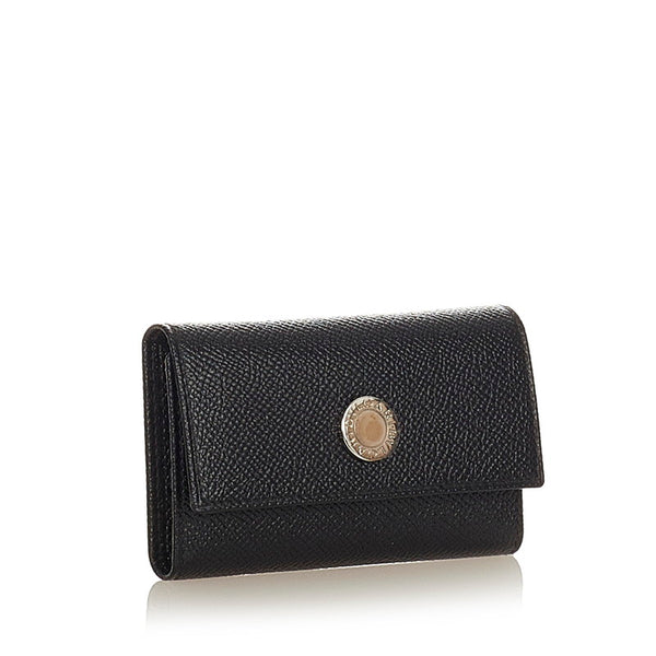 ブルガリ ロゴ ブラック レザー キーケース メンズ BVLGARI 【中古】