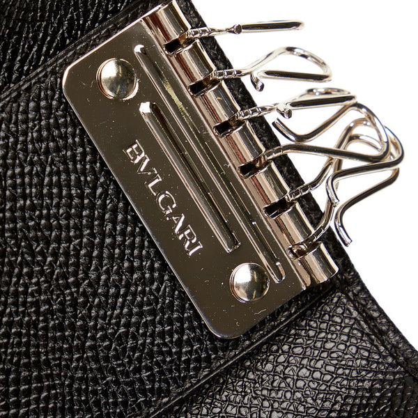 ブルガリ ロゴ ブラック レザー キーケース メンズ BVLGARI 【中古】