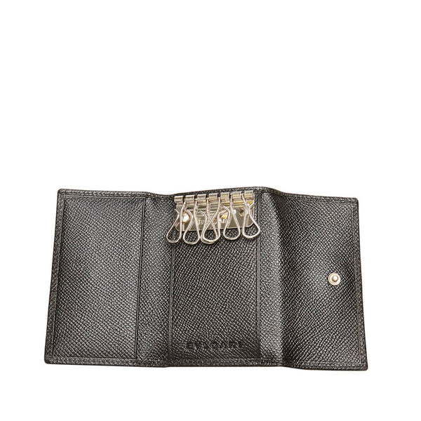 ブルガリ ロゴ ブラック レザー キーケース メンズ BVLGARI 【中古】