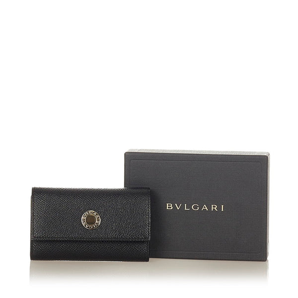 ブルガリ ロゴ ブラック レザー キーケース メンズ BVLGARI 【中古】