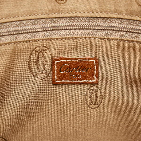 カルティエ マルチェロ T2019JＮ ライトブラウン レザー ハンドバッグ レディース CARTIER 【中古】