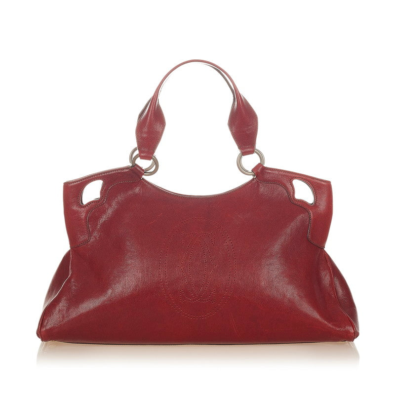 カルティエ マルチェロ レッド レザー ハンドバッグ レディース CARTIER 【中古】