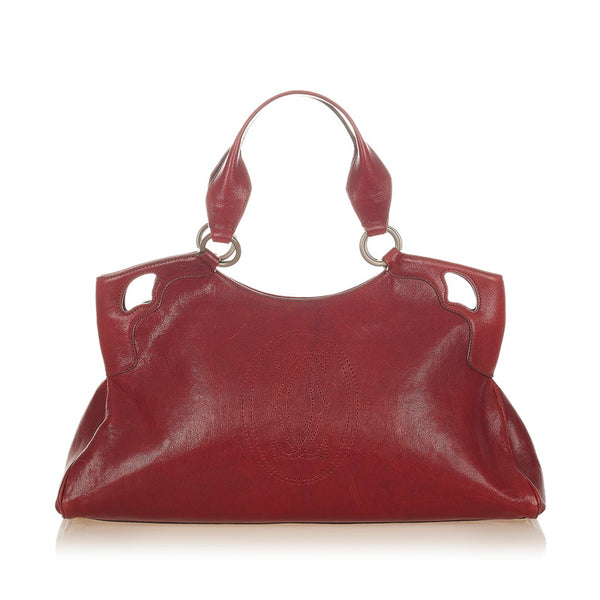 カルティエ マルチェロ レッド レザー ハンドバッグ レディース CARTIER 【中古】