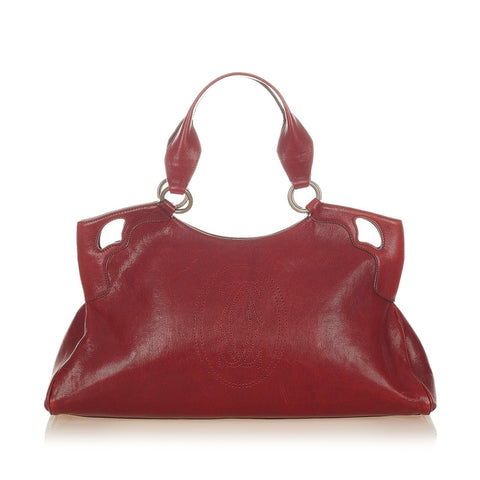 カルティエ マルチェロ レッド レザー ハンドバッグ レディース CARTIER 【中古】