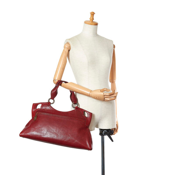 カルティエ マルチェロ レッド レザー ハンドバッグ レディース CARTIER 【中古】