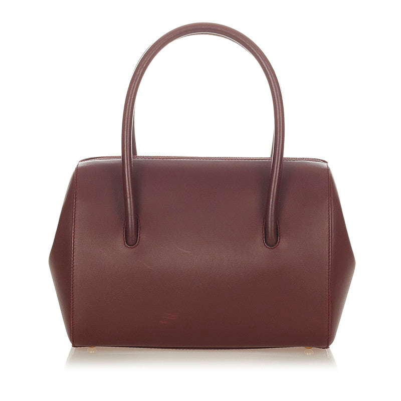 カルティエ マスト ドゥ  ボルドー カーフ ハンドバッグ レディース CARTIER 【中古】