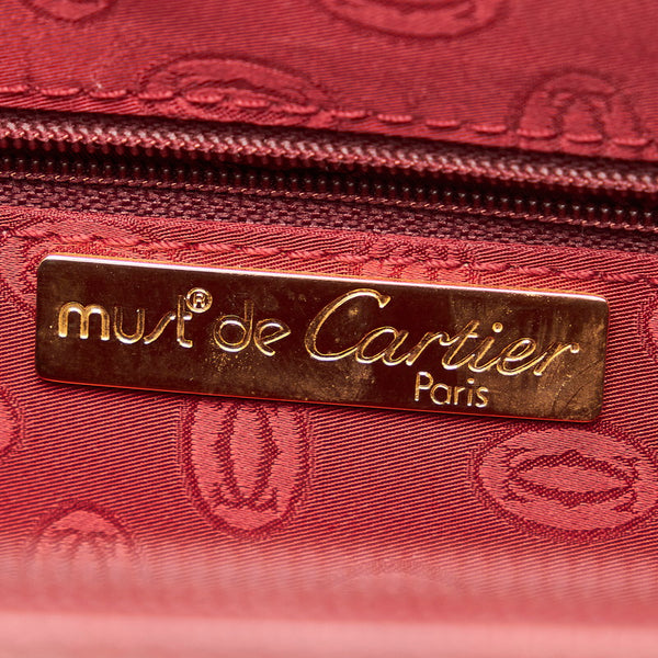 カルティエ マスト ドゥ  ボルドー カーフ ハンドバッグ レディース CARTIER 【中古】