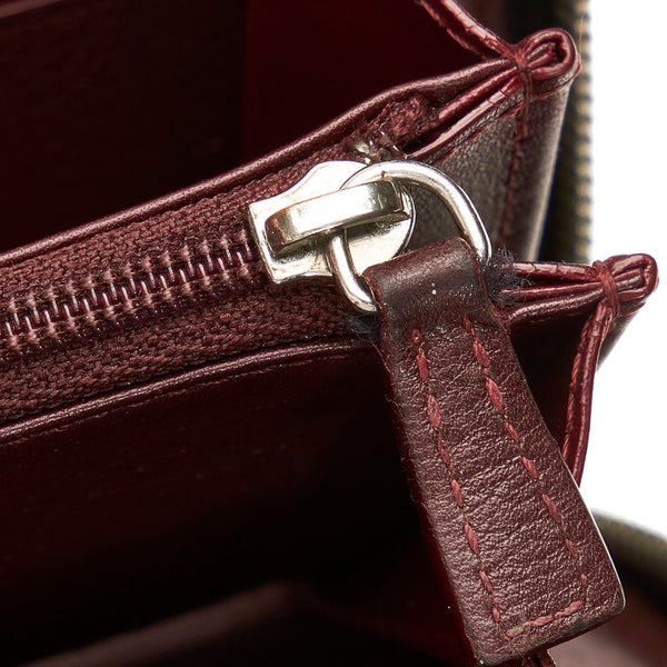 カルティエ マスト L3001490 ブラック カーフ ラウンドファスナー 長財布 メンズ CARTIER 【中古】