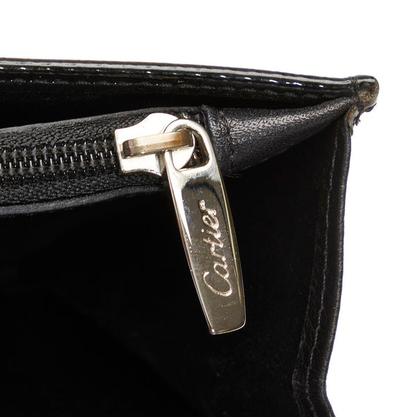 カルティエ ハッピーバースデー ブラック パテントレザー 長財布 レディース CARTIER 【中古】