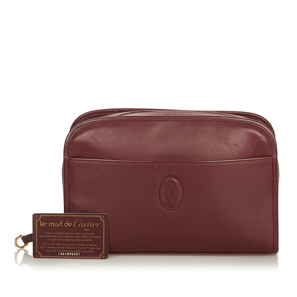 カルティエ マストドゥカルティエ ボルドー カーフ セカンドバッグ レディース CARTIER 【中古】