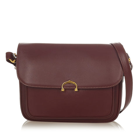 カルティエ マスト  ボルドー カーフ 斜め掛け ショルダーバッグ レディース CARTIER 【中古】