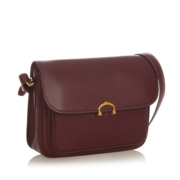 カルティエ マスト  ボルドー カーフ 斜め掛け ショルダーバッグ レディース CARTIER 【中古】