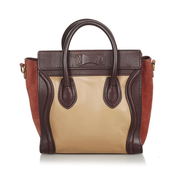 セリーヌ ラゲージ ブラウン レザー スウェード ハンドバッグ ショルダーバッグ 2WAY レディース CELINE 【中古】