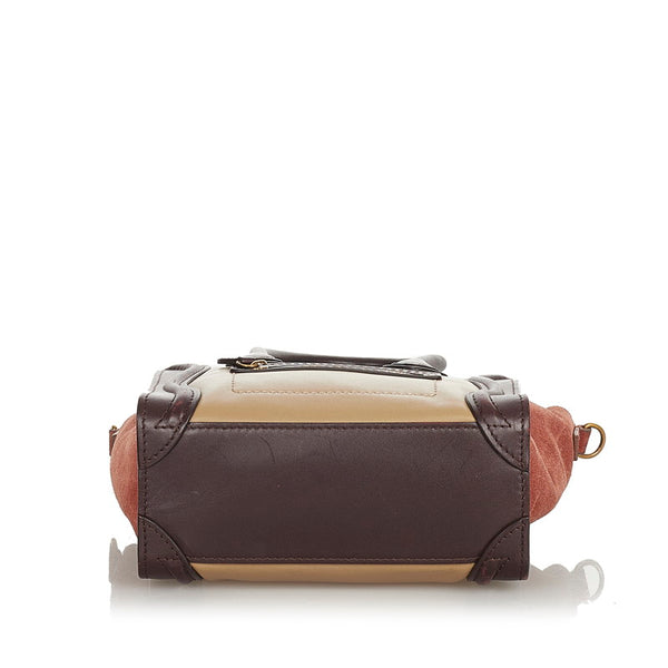 セリーヌ ラゲージ ブラウン レザー スウェード ハンドバッグ ショルダーバッグ 2WAY レディース CELINE 【中古】