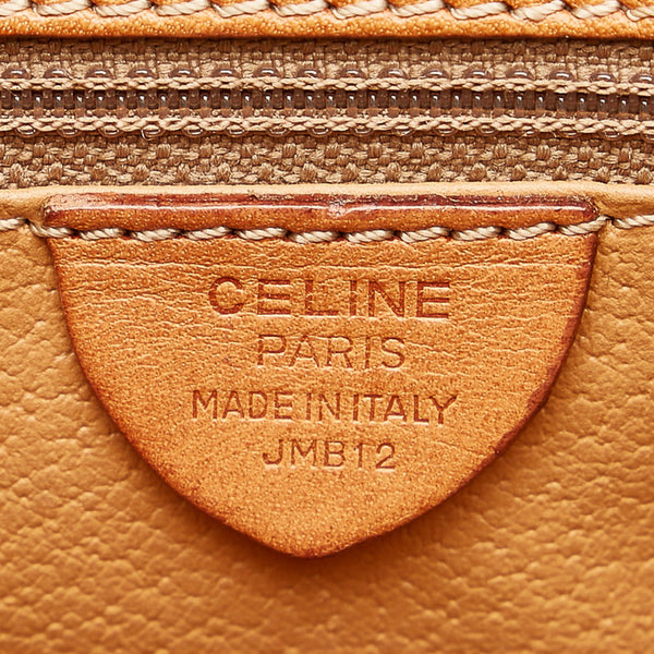 セリーヌ マカダム ブラウン PVC レザー ハンドバッグ レディース CELINE 【中古】