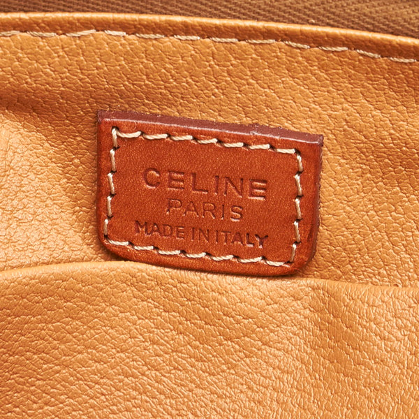 セリーヌ マカダム ブラウン PVC レザー ポーチ レディース CELINE 【中古】