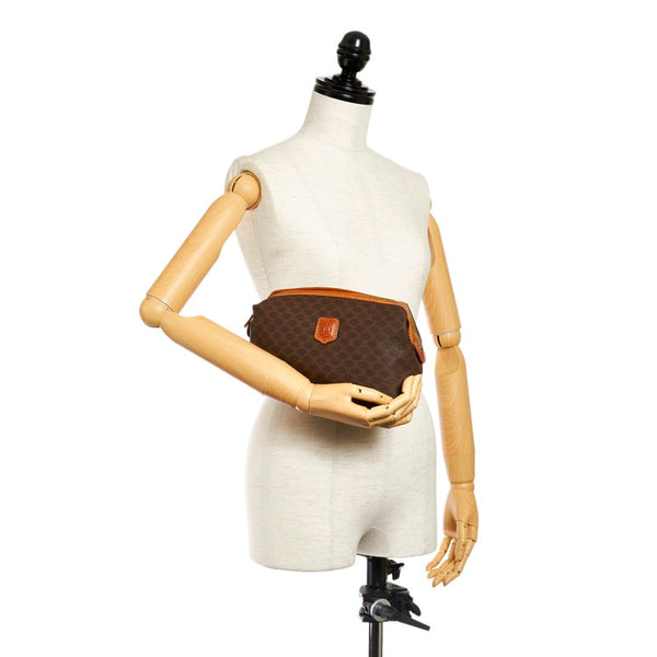 セリーヌ マカダム ブラウン PVC レザー ポーチ レディース CELINE 【中古】