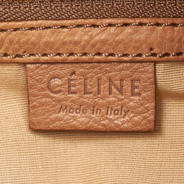セリーヌ スクエア ロゴ W-UP-0190 ライトブラウン レザー スウェード ショルダーバッグ レディース CELINE 【中古】