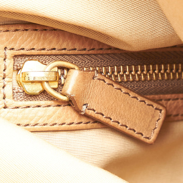 セリーヌ スクエア ロゴ W-UP-0190 ライトブラウン レザー スウェード ショルダーバッグ レディース CELINE 【中古】