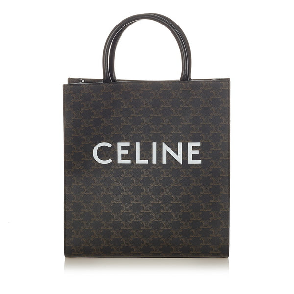 セリーヌ トリオンフ ミディアム バーティカルカバ ブラウン PVC レザー ショルダーバッグ トートバッグ 2WAY レディース CELINE 【中古】