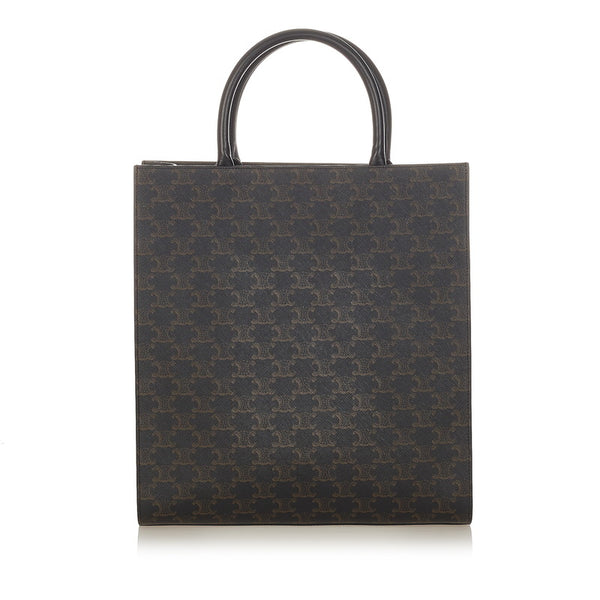 セリーヌ トリオンフ ミディアム バーティカルカバ ブラウン PVC レザー ショルダーバッグ トートバッグ 2WAY レディース CELINE 【中古】
