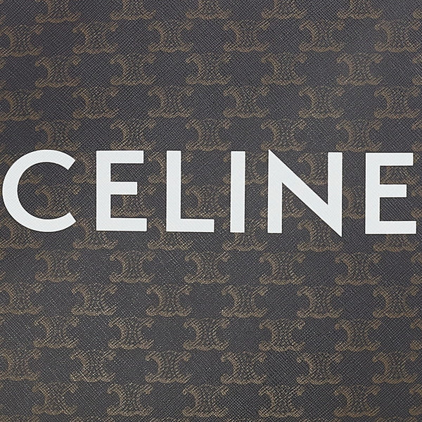セリーヌ トリオンフ ミディアム バーティカルカバ ブラウン PVC レザー ショルダーバッグ トートバッグ 2WAY レディース CELINE 【中古】