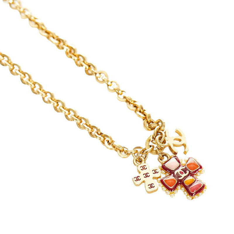 シャネル ゴールド メッキ クロス ネックレス レディース CHANEL 【中古】