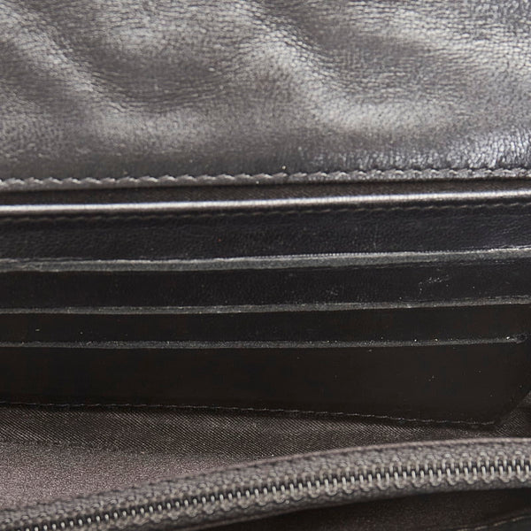 シャネル アイコン シンボル チャーム ブラック パテントレザー 長財布 レディース CHANEL 【中古】