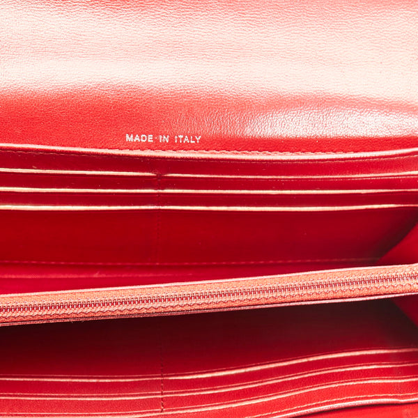 シャネル カメリア レッド レザー 長財布 レディース CHANEL 【中古】