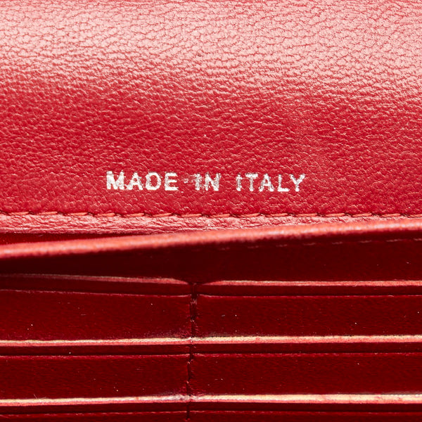 シャネル カメリア レッド レザー 長財布 レディース CHANEL 【中古】