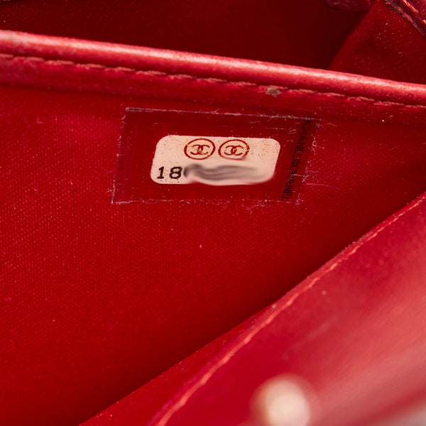 シャネル カメリア レッド レザー 長財布 レディース CHANEL 【中古】