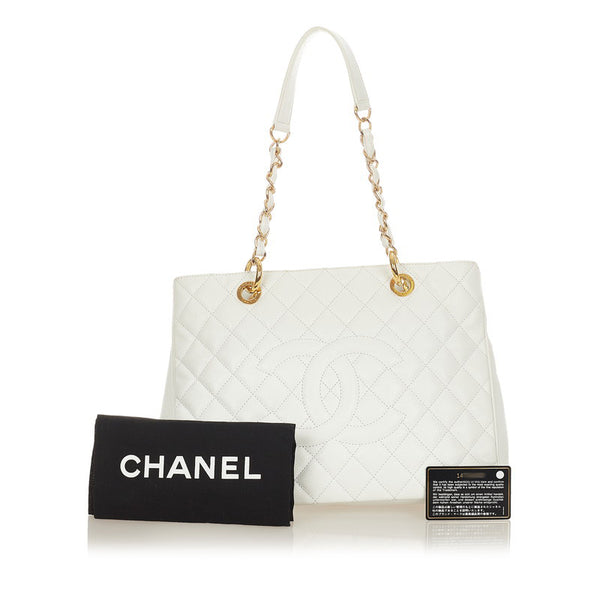 シャネル ココマーク ホワイト キャビアスキン チェーン ショルダーバッグ レディース CHANEL 【中古】