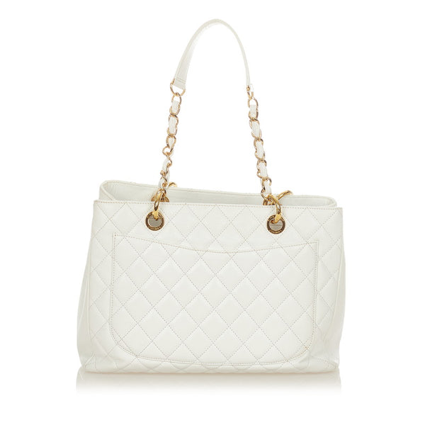 シャネル ココマーク ホワイト キャビアスキン チェーン ショルダーバッグ レディース CHANEL 【中古】