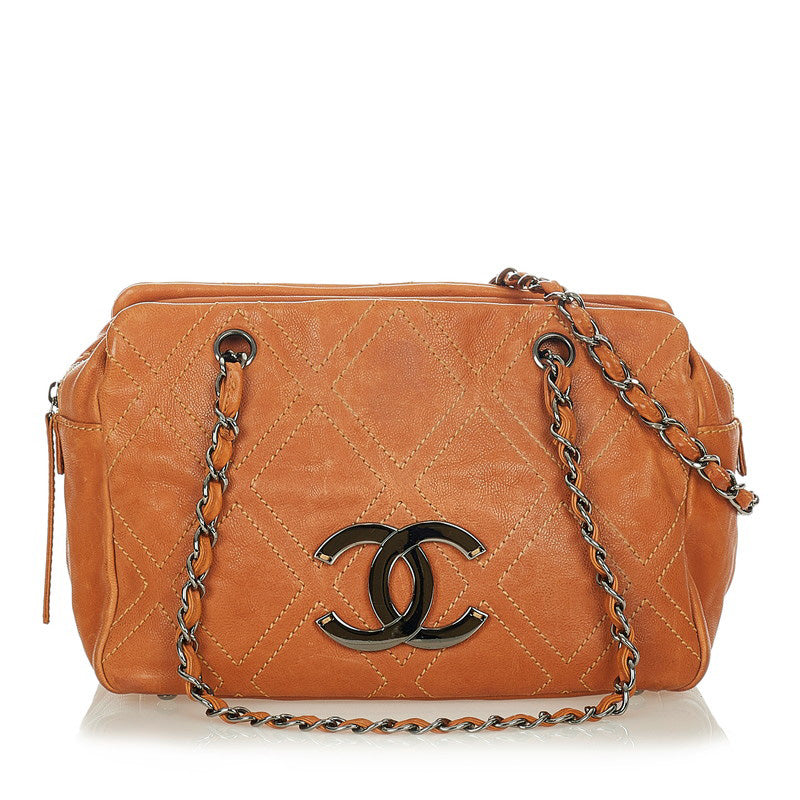シャネル ココマーク ダイヤステッチ A32454 ライトブラウン ソフトキャビアスキン チェーン ショルダーバッグ レディース CHANEL 【中古】
