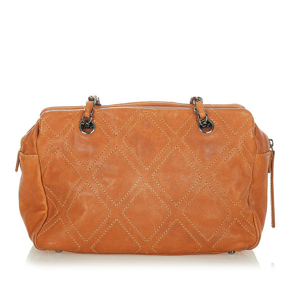 シャネル ココマーク ダイヤステッチ A32454 ライトブラウン ソフトキャビアスキン チェーン ショルダーバッグ レディース CHANEL 【中古】