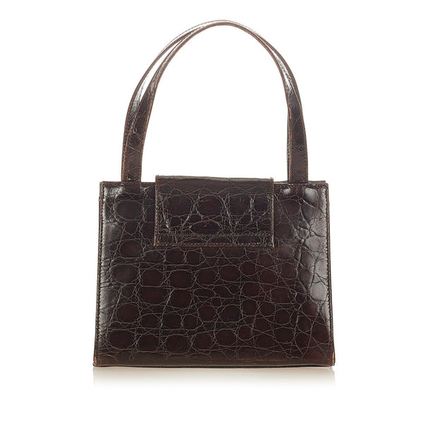 クロエ 型押しレザー ダークブラウン レザー ハンドバック ショルダーバッグ２WAY レディース Chloe 【中古】