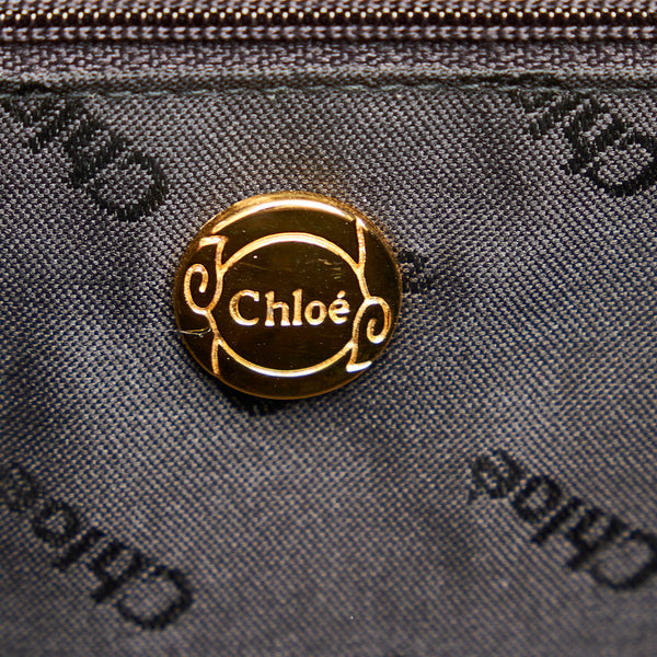 クロエ 型押しレザー ダークブラウン レザー ハンドバック ショルダーバッグ２WAY レディース Chloe 【中古】