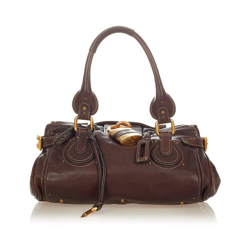 クロエ パディントン  ブラウン レザー ハンドバッグ レディース Chloe 【中古】