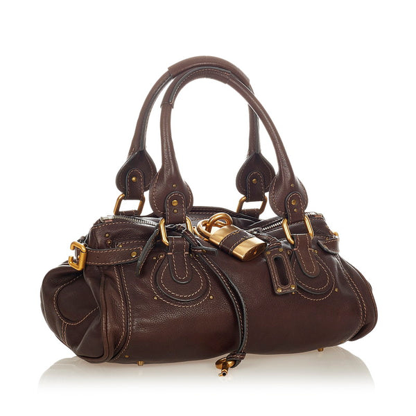 クロエ パディントン  ブラウン レザー ハンドバッグ レディース Chloe 【中古】