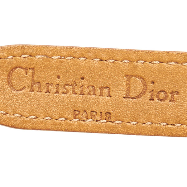 ディオール メッシュ ベルト ライトブラウン ホワイト  レザー レディース Dior 【中古】