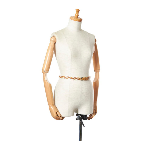 ディオール メッシュ ベルト ライトブラウン ホワイト  レザー レディース Dior 【中古】