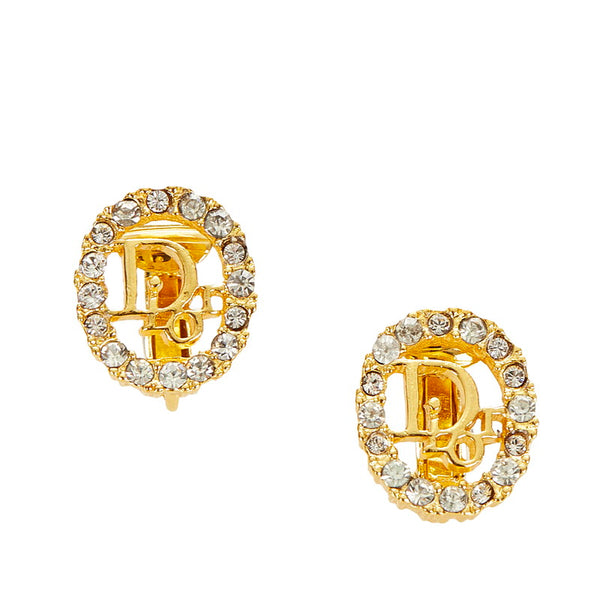 クリスチャンディオール ゴールド メッキ ラインストーン イヤリング レディース Christian Dior 【中古】