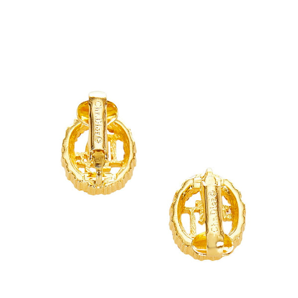 クリスチャンディオール ゴールド メッキ ラインストーン イヤリング レディース Christian Dior 【中古】