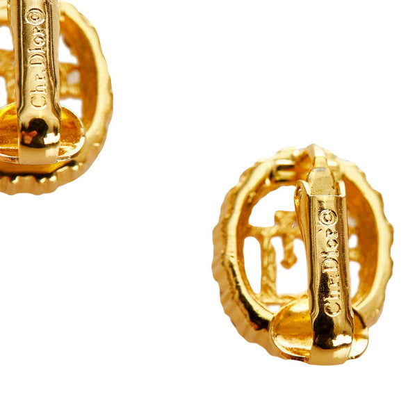クリスチャンディオール ゴールド メッキ ラインストーン イヤリング レディース Christian Dior 【中古】